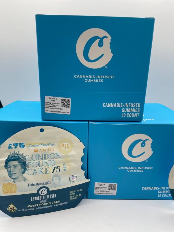 Indulge in the luxurious effects of London Pound Cake Gummies, a potent indica-dominant hybrid.