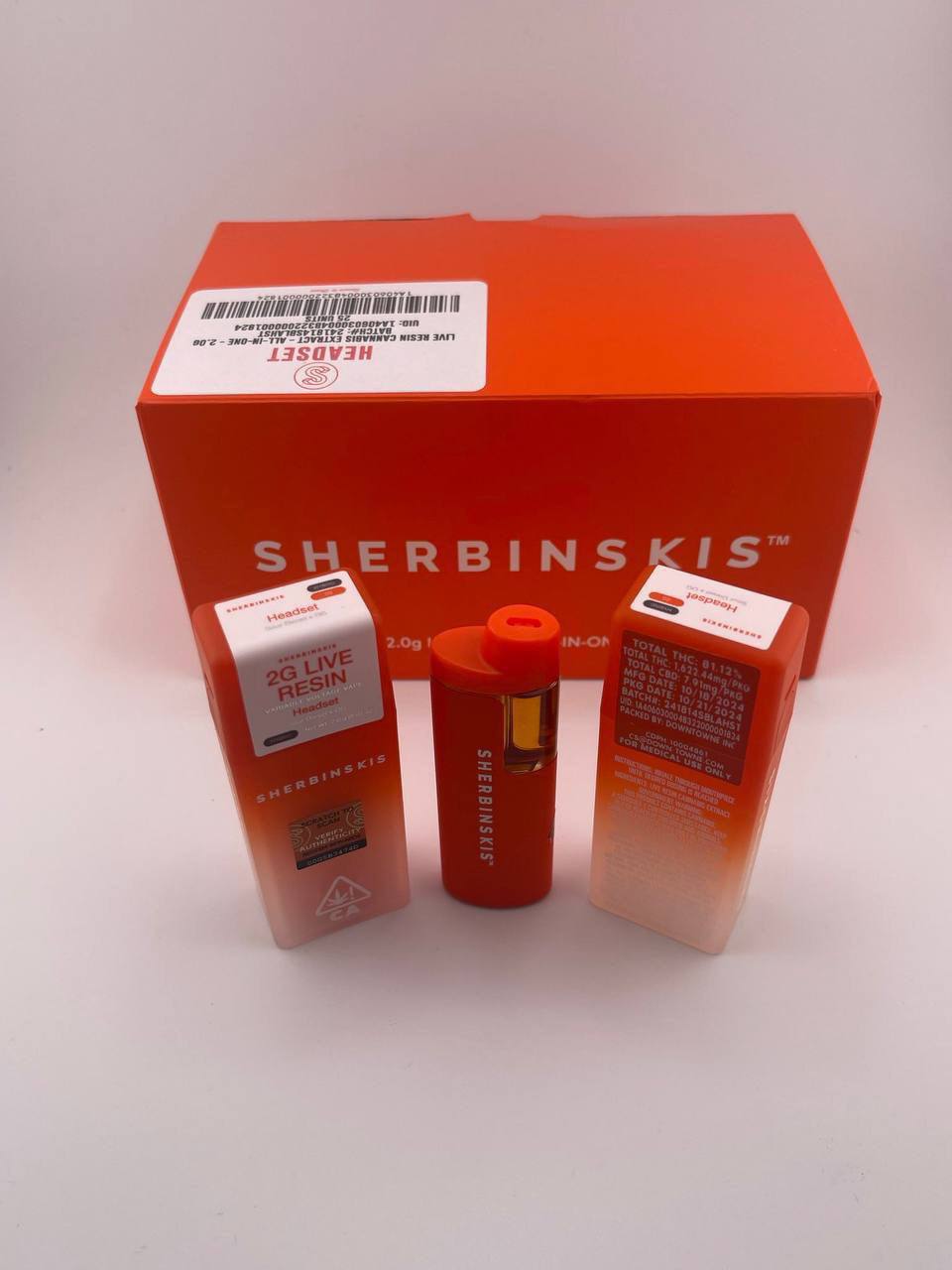 SHERBINSKIS 2G LIVE RESIN DISPOSABLE The SHERBINSKIS 2G Live Resin Disposable delivers a full-spectrum, flavor-rich journey with double the capacity.
