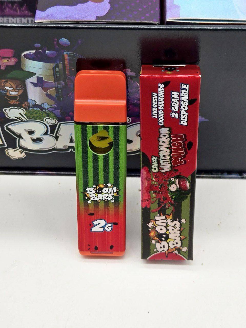 BOOM BARS 2G DISPOSABLE BOOM BARS 2G DISPOSABLE stands tall. We’ve combined a colossal e-liquid capacity with reliable, rechargeable technology and top-tier flavors to create a disposable vape that truly outperforms the competition.